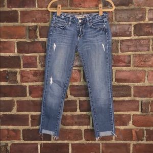 Paige distressed ankle skinny jeans size 27